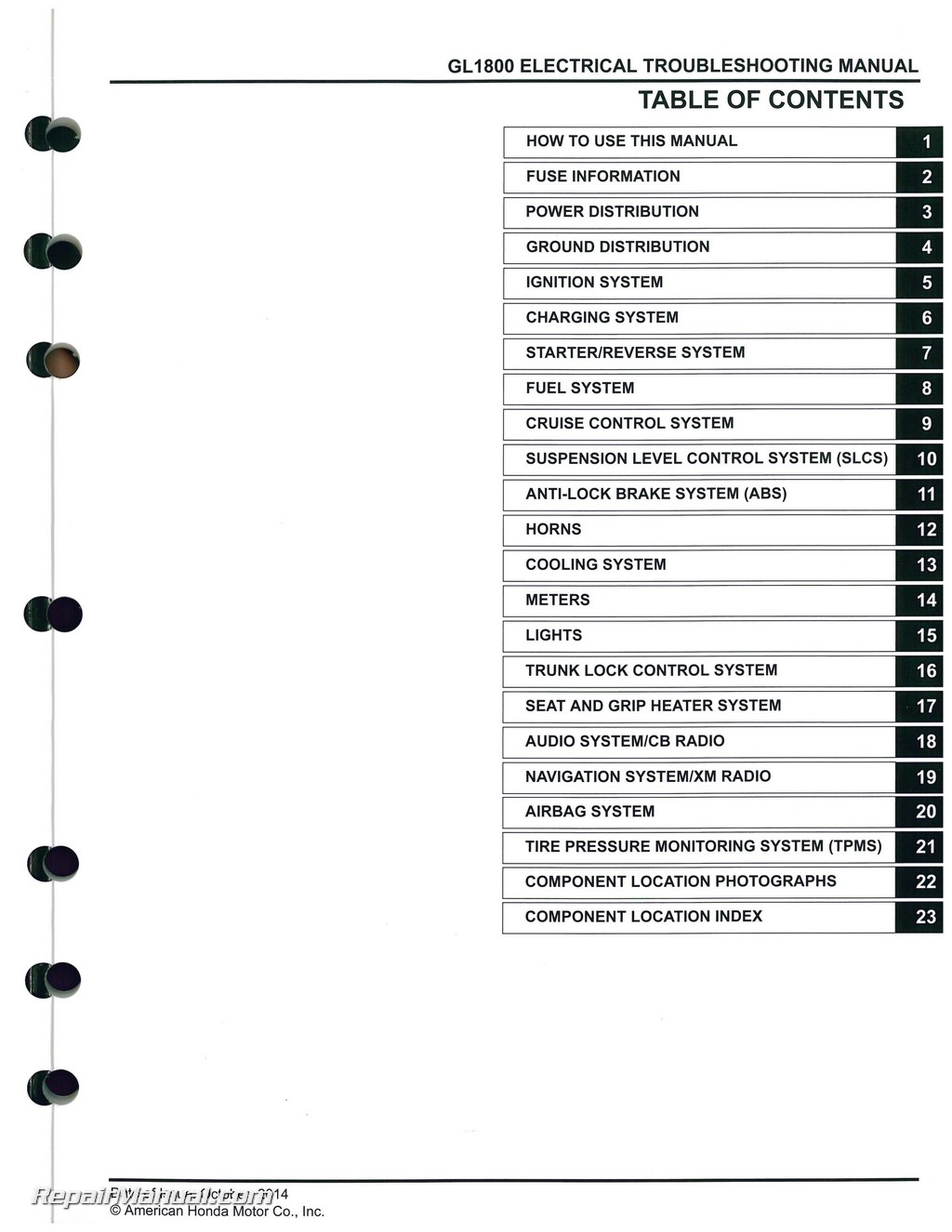 Goldwing Electrical Troubleshooting Manual