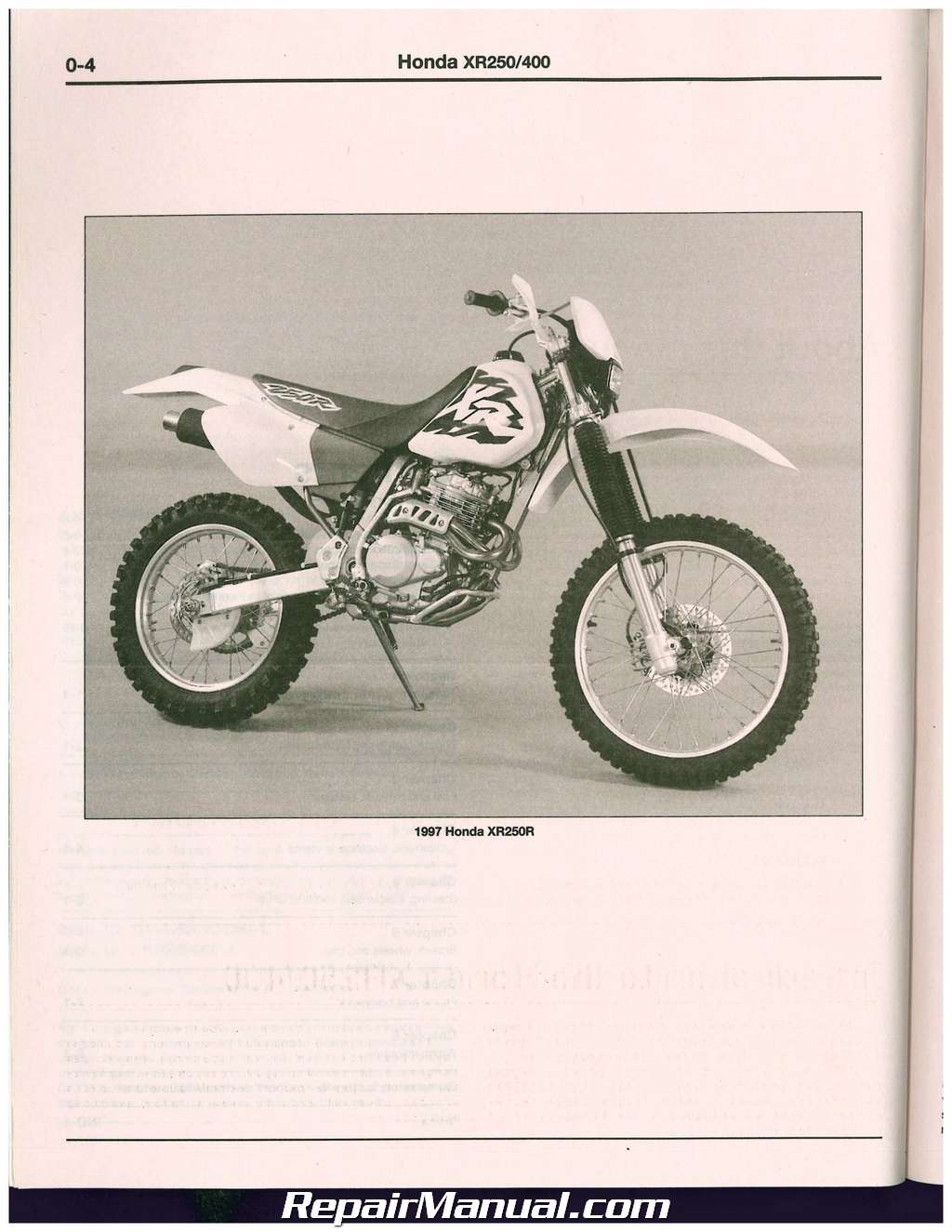HONDA 1996 XR250R Original Factory Owners Manual 