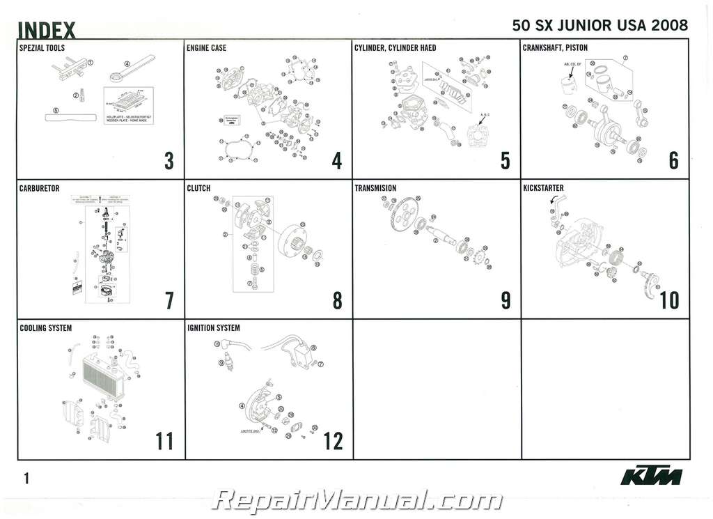 2008 KTM 50 SX Junior Engine Spare Parts Manual snowblower schematics 