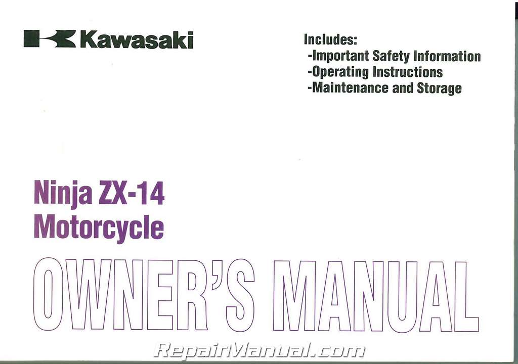 2007 Kawasaki ZX1400A Ninja ZX-14 Motorcycle Owners Manual