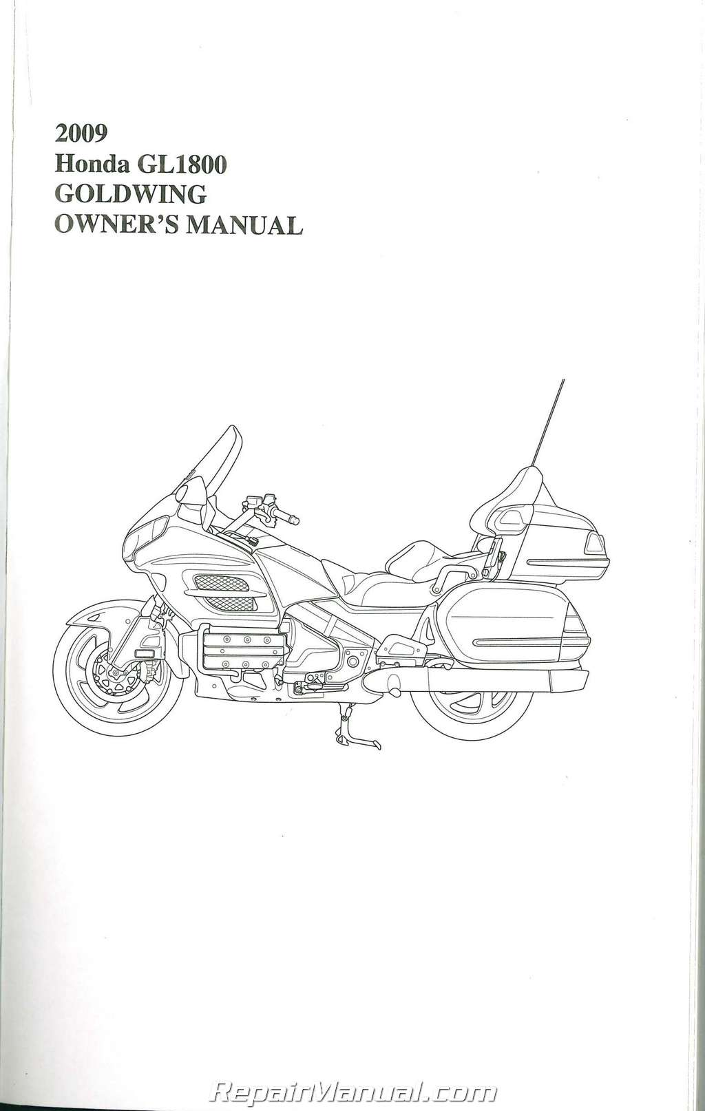 2009 Honda GL1800 Gold Wing Motorcycle Owners Manual