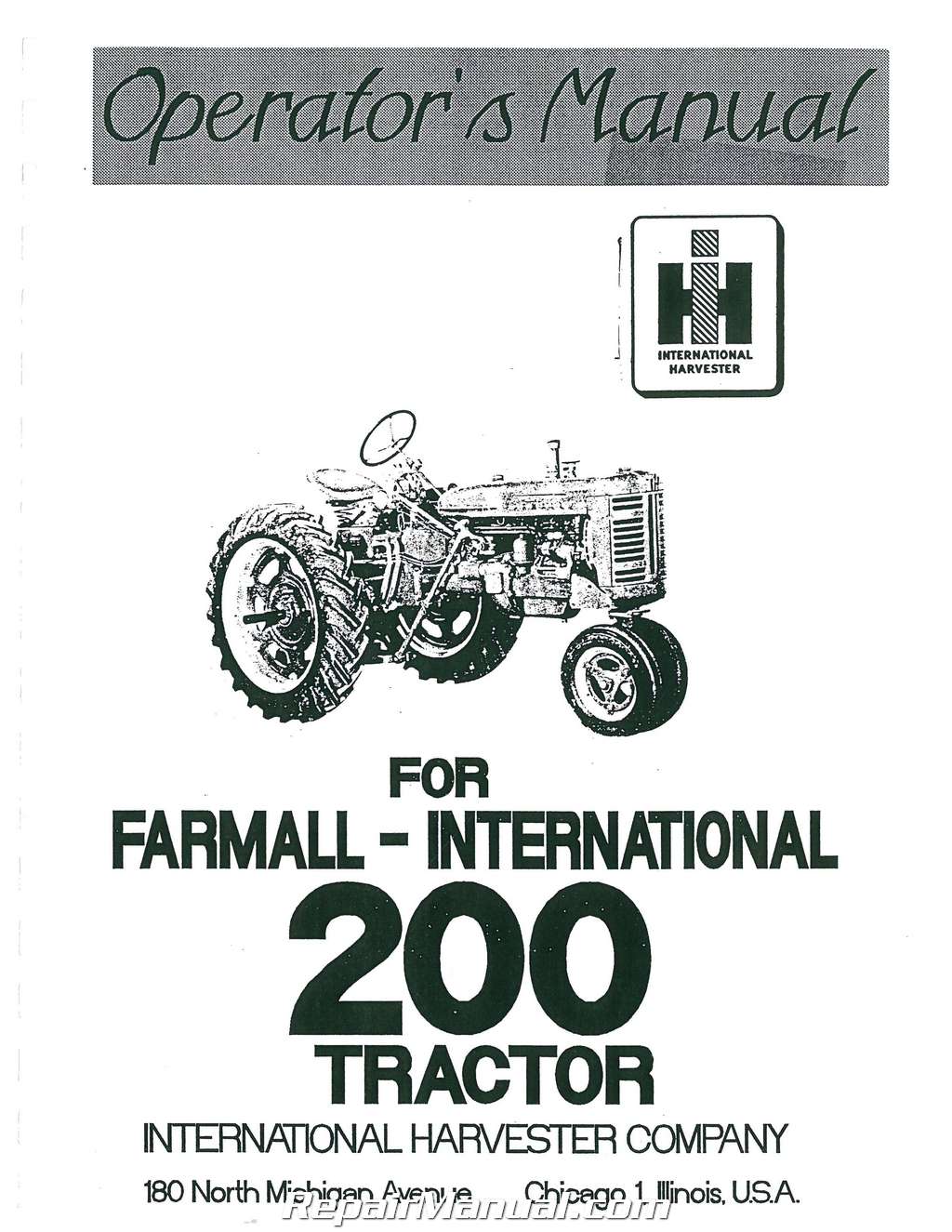 Farmall h tractor manual