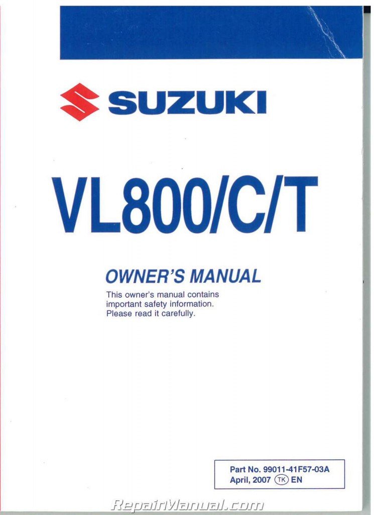 2008 Suzuki VL800 TK8 K8 CK8 Boulevard C50 Motorcycle Owners Manual