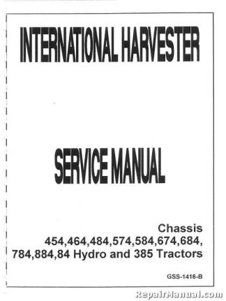 International Harvester 385-884 Chassis Only Factory Service Manual