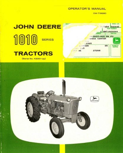 John Deere 1010 Operators Manual