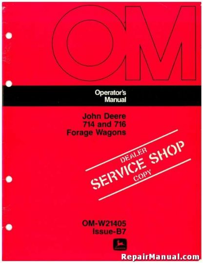 John Deere 714 and 716 Forage Wagons Operators Manual
