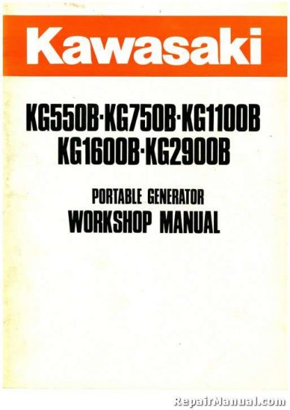 Kawasaki KG550B KG750B KG1100B KG1600B KG2900B Portable Generator Service Manual