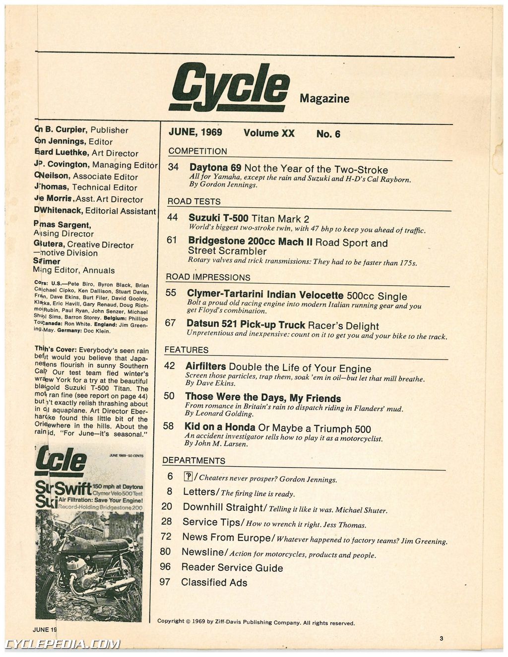 June 1969 Cycle Magazine - Super Swift Suzuki