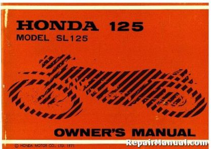1971-1973 Honda SL125 Motorcycle Factory Owners Manual
