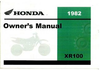 Official 1982 Honda XR100 Motorcycle Owners Manual