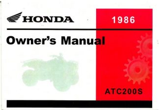 Official 1986 Honda ATC200S Three Wheel ATV Owners Manual