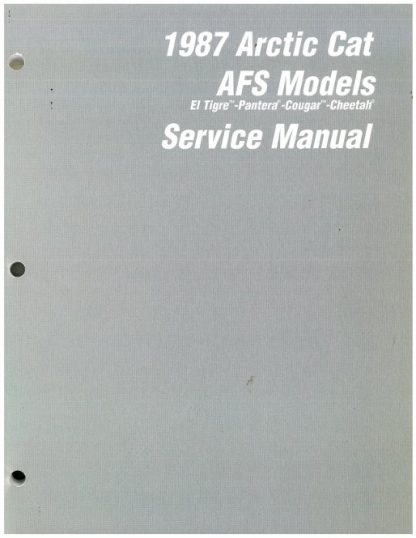 Official 1987 Arctic Cat All AFS Snowmobile Factory Service Manual