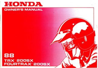 Official 1988 Honda TRX200SX Fourtrax ATV Factory Owners Manual