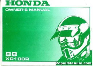 Official 1988 Honda XR100R Motorcycle Factory Owners Manual