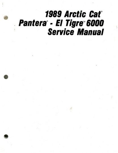 Official 1989 Arctic Cat El Tigre 6000 Pantera Snowmobile Factory Service Manual