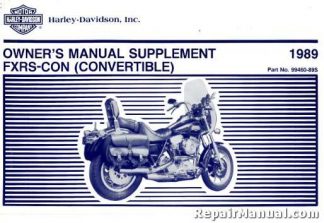 Official 1989 Harley Davidson FXWG Owners Manual Supplement
