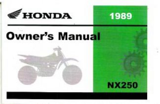 Official 1989 Honda NX250 Motorcycle Factory Owners Manual