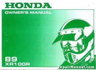 Official 1989 Honda XR100R Motorcycle Factory Owners Manual