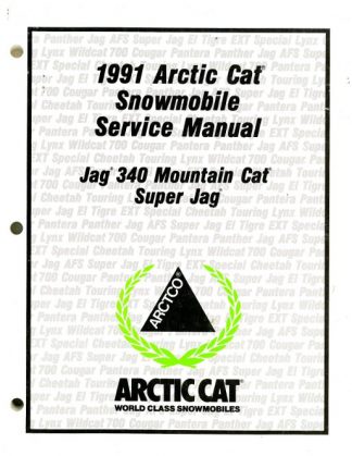 Official 1991 Arctic Cat Jag 340 Super Jag Snowmobile Factory Service Manual