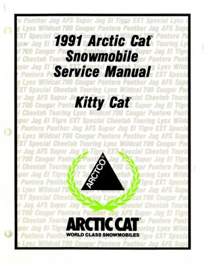 Official 1991 Arctic Cat Kitty Cat Snowmobile Factory Service Manual