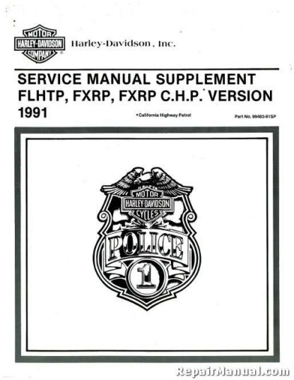 Official 1991 Harley-Davidson FXRP and 1991 Harley-Davidson FLHTP Police Service Manual Supplement