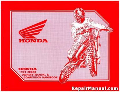 Official 1992 Honda CR80RN Competiton Handbook Owners manual