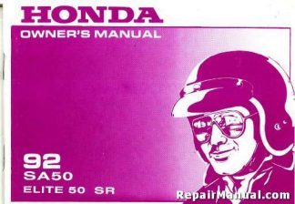 Official 1992 Honda SA50 Elite 50 SR Factory Owners Manual
