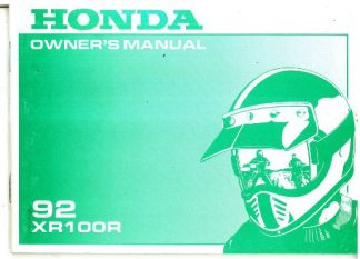 Official 1992 Honda XR100R Factory Owners Manual