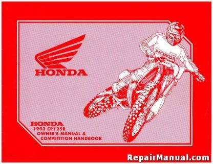 Official 1993 Honda CR125RP Motorcycle Competiton Handbook Owners manual