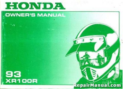 Official 1993 Honda XR100R Factory Owners Manual