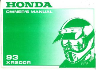 Official 1993 Honda XR200R Motorcycle Factory Owners Manual