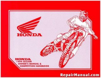 Official 1994 Honda CR250RR Motorcycle Competiton Handbook Owners manual