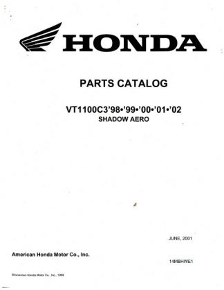 Official 1998-2002 VT1100C3 Shadow Aero Factory Parts Manual
