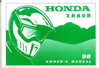 Official 1998 Honda XR80R Factory Owners Manual