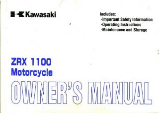 Official 1999 Kawasaki ZR1100 - ZRX1100C3 Factory Owners Manual