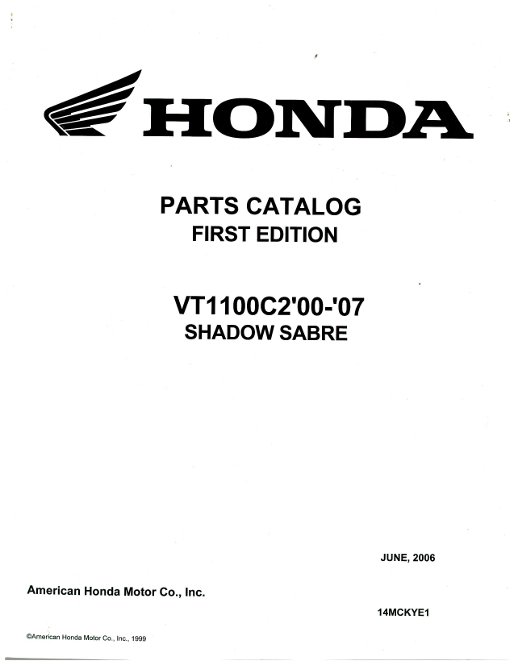 20002007 Honda VT1100C2 Shadow Sabre Parts Manual