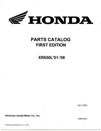 Official 2001-2008 Honda XR650L Parts Manual