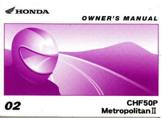 Official 2002 Honda CHF50P Metropolitan II Factory Owners Manual
