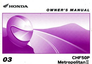 Official 2003 Honda CHF50P Metropolitan II Factory Owners Manual