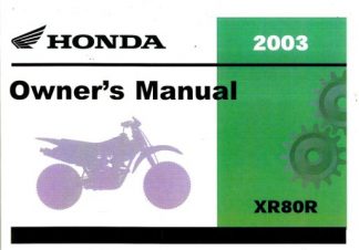 Official 2003 Honda XR80R Factory Owners Manual