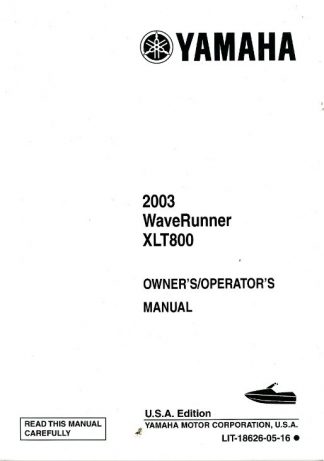 Official 2003 Yamaha XLT800 Factory Owners Manual