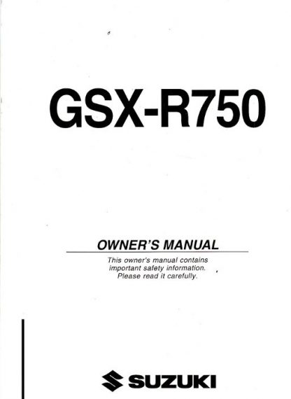 Official 2004 Suzuki GSX-R750K4 Owners Manual