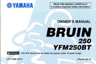 Official 2005 Yamaha YFM250BT Bruin ATV Factory Owners Manual
