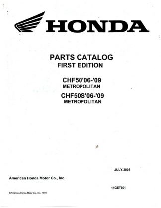 Official 2006-2009 Honda CHF50 S Metropolitan Factory Parts Manual