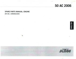 Official 2006 KTM 50 AC Engine Spare Parts Manual