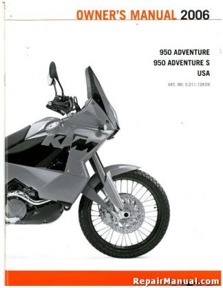Official 2006 KTM 950 Adventure Owners Manual