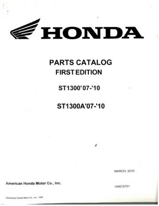 Official 2007-2010 Honda ST1300 1300A Factory Parts Manual