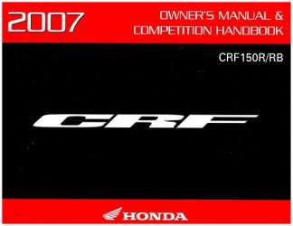 Official 2007 Honda CRF150R RB Motorcycle Factory Owners Manual