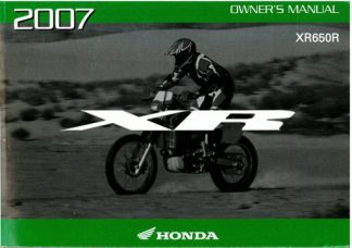 Official 2007 Honda XR650R Owners Manual