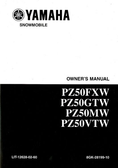 Official 2007 Phazer FX Yamaha PZ50FXW and PZ50GTW Snowmobile Owners Manual